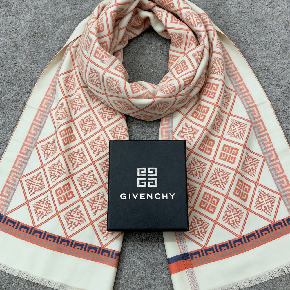 Givenchy Cream Pink Geometric Monogram Scarf